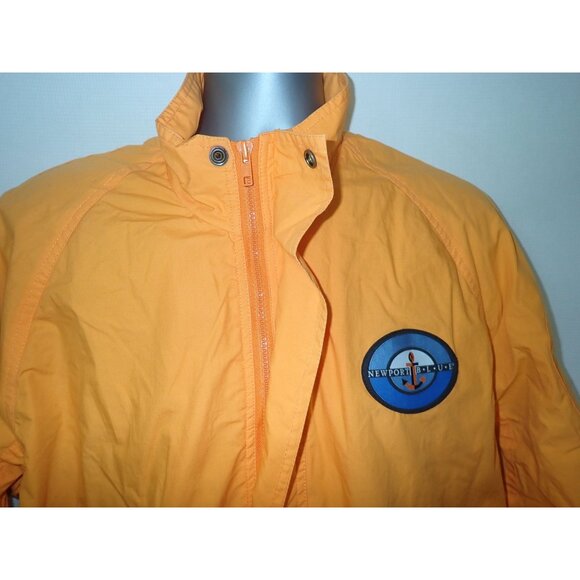 Vintage‎ Newport Blue Nautical Rain Windbreaker Jacket Mens M Yellow Zip Y2K - Picture 6 of 8